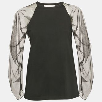 See By Chlo&eacute; See by Chloe Black Tulle Sleeve Jersey Top M
