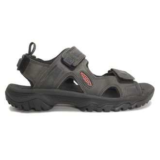 Keen Targhee III Open Toe Leather Mens Hook and loop Sandals - Grey Black - Size:UK 10.5