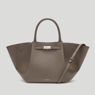 DeMellier The Midi New York in Dark Taupe Small Grain Leather Shoulder bag