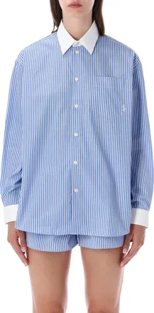 Sporty & Rich Blue Striped Oversized Shirt