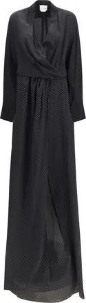 SA SU PHI Womens Dress Criss Cross Silk Polka-Dot Micro Black-White Black/white