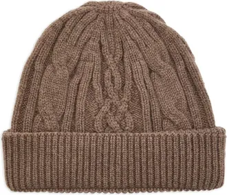 John Smedley Kabelgebreide muts - Bruin