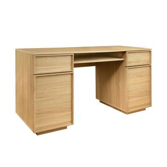 Sweeek Escritorio efecto madera con 2 puertas y 2 cajones, 140cm, natural