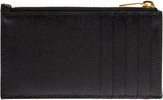 Saint Laurent Womens Card Holder Cassandre Crocodile-Embossed Leather Black Calfskin Accessory