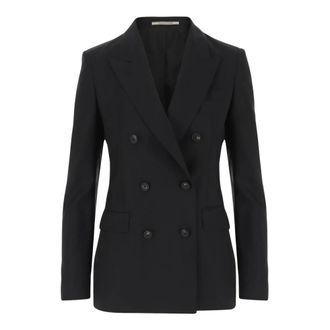 Tagliatore Jassen, Dames, Blauw, M, Stretch Wool Double-breasted Jacket