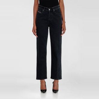 Diesel Regular Jeans High Waist 1981 D-Went, Black/Dark grey, Button fly