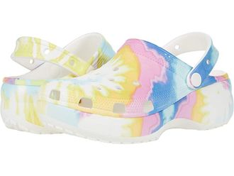Crocs Classic Platform Clog Womens Shoes White/Multi Tie-Dye Graphic : 8 M, Synthetic