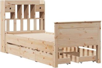 vidaXL Cama Con Estanter&iacute;a Sin Colch&oacute;n Madera Maciza De Pino 100x200cm Vidaxl