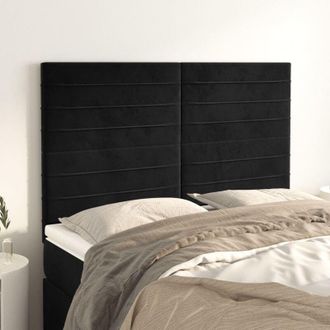 vidaXL Cabeceros 4 Unidades Terciopelo Negro 72x5x78/88 Cm Vidaxl
