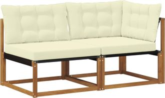 vidaXL 2 Uds. Sof&aacute; Medio Y En Esquina Madera De Acacia S&oacute;lida Natural Vidaxl