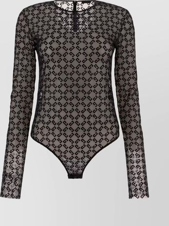 Givenchy sheer geometric pattern long sleeve stretch top