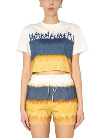 Alberta Ferretti Cropped Printed Cotton T-Shirt - Yellow