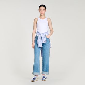 Sandro Beaded ribbed vest top