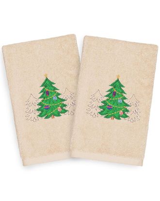 Linum Home Textiles Set Of 2 Christmas Three Trees Hand Towels