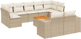 vidaXL Juego De Sof&aacute;s Jard&iacute;n Con Cojines Beige 10 Pzas Rat&aacute;n Sint&eacute;tico Vidaxl