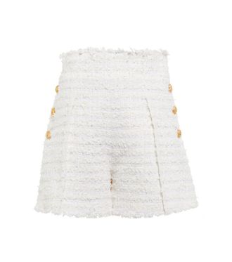 Balmain High-rise tweed shorts