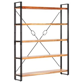 Berkfield Home 5-Tier Bookcase 140x30x180 cm Solid Acacia Wood in Brown | Size: 140 x 30 x 180 cm