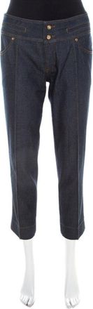 Roberto Cavalli Indigo Cotton Denim Cropped Jeans