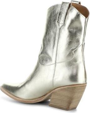 FLY London Wofy Pointed Toe Western Boot in 008 Gold Laminato at Nordstrom Rack, Size 9-9.5Us / 40Eu