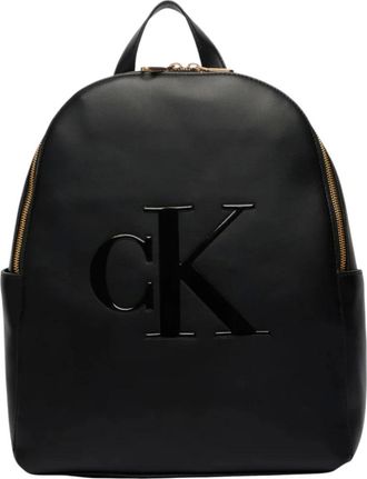 Calvin Klein Tassen, Dames, Zwart, ONE Size, Bold CK Backpack