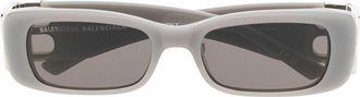 Balenciaga logo-plaque rectangle-frame sunglasses - women - Acetate - 51 - Grey