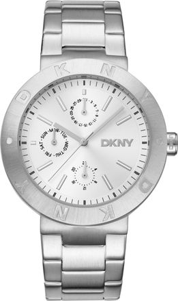 DKNY Women Watch, Silver Color Case, Silver Dial, Stainless Steel Metal Bracelet, Multi-Function, 5 ATM