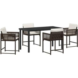 vidaXL Vidaxl - Conjunto De Comedor De Jard&iacute;n 5 Pcs Marr&oacute;n Rat&aacute;n Sint&eacute;tico