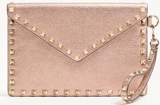 Valentino Garavani Pochette Rockstud In Vitello Granato Laminato Donna ROSE CANNELLE UNI