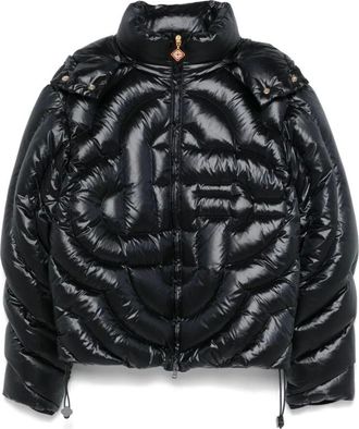Casablanca Jassen, Heren, Zwart, L, Nylon, Gewatteerd Gewatteerd Jack met Afneembare Capuchon