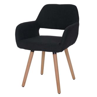 Hhg Nunca Usado] Silla De Comedor Hhg 428 Ii, Silla De Cocina, Dise&ntilde;o Retro A&ntilde;os 50, Textil, Negro-gris, Patas Claras