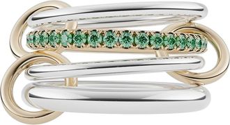 Spinelli Kilcollin Nimbus Two-Tone Linked Emerald Rings in Silver at Nordstrom, Size 7.5