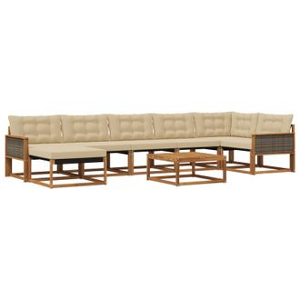 vidaXL Conjunto De Sof&aacute;s De Exterior Con Coj&iacute;n 8 Pcs Natural Y Beige Vidaxl