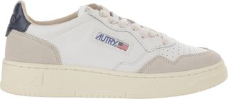 Autry Perforated Leather Sneakers With Suede Inserts And Rubber Sole