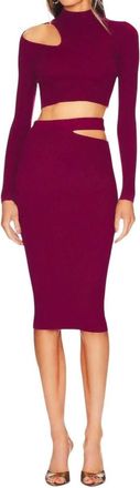 Michael Costello Annalisa Cutout Knit 2-Piece Set In Dark Raspberry