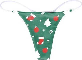 Generic Womens Xmas Sexy Underwear Neon G String Breathable Merry Christmas Panties Comfor Soft Thongs Bikini Panties Cheeky Tangas Womens Ladies Underwear Hi