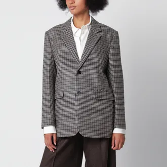 Dunst Blazer classico a due bottoni in lana a quadri beige