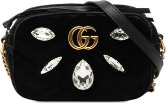 Gucci Pre-owned Gucci Mini GG Marmont Crystal Embellished Matelasse Velvet Crossbody Ladies FKUMEVJE387YPWDR