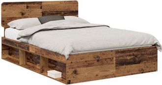 vidaXL Bed Frame with Headboard Old Wood 140 x 200 cm Solid Pine Wood vidaXL