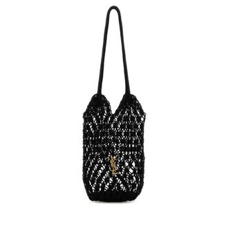 Saint Laurent Black Mesh Large Cassandre Bucket Bag