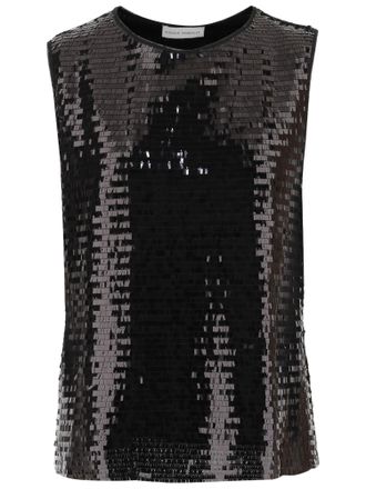 Niccol&ograve; Pasqualetti Sequined Black Sleeveless Top