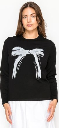YAL New York Black Bow Graphic Knit Sweater