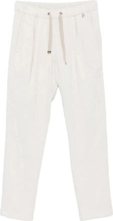 Herno Resort Pleated Drawstring Broeken - Dames - Straight fit broeken - Wit - L - Polyester - Broeken