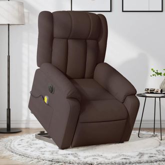 vidaXL Vidaxl - Sill&oacute;n Masaje El&eacute;ctrico Reclinable Elevable Tela Marr&oacute;n Oscuro