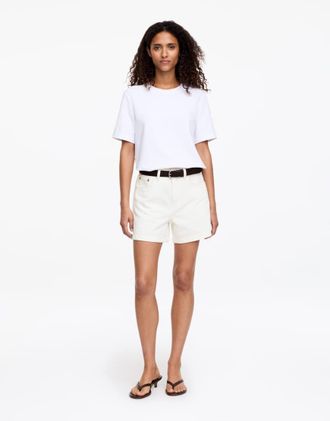 Arket Pantaloncini di jeans a vita media con cinque tasche bianchi-Bianco