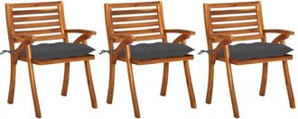vidaXL Sillas De Comedor Jard&iacute;n Con Cojines 3 Uds Madera Maciza Acacia Vidaxl
