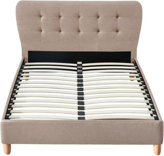 VENTE-UNIQUE.COM Base de cama efecto madera crema 140 x 190 cm