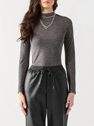 Dex Clothing Sparkle Mock Neck Shimmer Top In Black