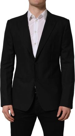Dolce & Gabbana Mens Black Wool Single Breasted Blazer Jacket Vigin Clothing