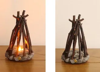 OEM L&aacute;mpara De Mesa Decorativa Con Efecto De Fogata, Recargable Por Usb, Con Led Y 3 Modos (estilo Art D&eacute;co)