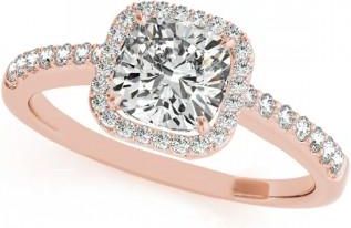 Allurez Cushion Cut Diamond Halo Engagement Ring 14k Rose Gold (0.50ct)
